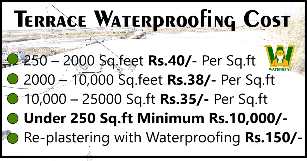 terrace waterproofing cost per square foot India. Waterseal Waterproofing is the Affordable Solution for Your Needs